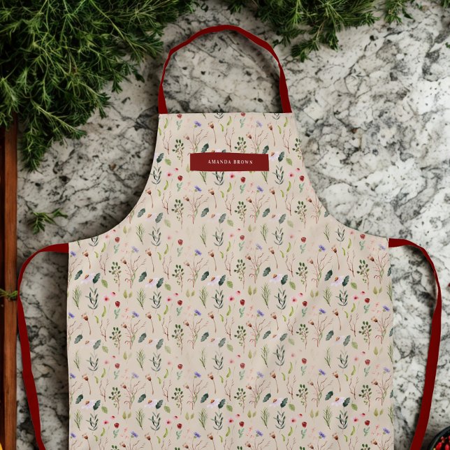 Modern Wildflower Floral Grace Chic Trendy Apron (Creator Uploaded)