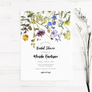 Modern Wildflower Garden Greenery Bridal Shower Invitation