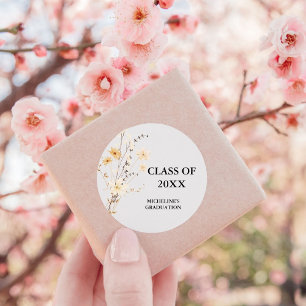 Modern Wildflower Graduation Party  Classic Round Sticker