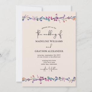 Modern Wildflower Hand-lettered Script Wedding Invitation