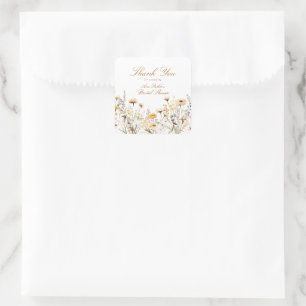 Modern Wildflower Love Is In Bloom Thank You Square Sticker