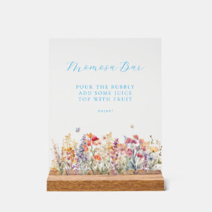Modern, Wildflower Momosa Bar Baby Shower  Acrylic Sign