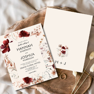 Modern Wildflower Monogram Wedding Invitation