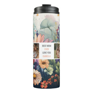 Modern Wildflower Photo Collage – Best Mum Gift Thermal Tumbler
