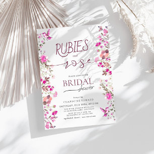 Modern Wildflower Ruby Rose Bridal Shower Invitation