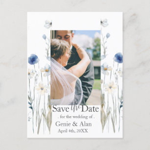 Modern Wildflower  Save the Date Photo Postcard