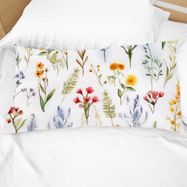 Modern Wildflower Watercolor Botanical Pillowcase (Modern Wildflower Watercolor Botanical Pillow Case)