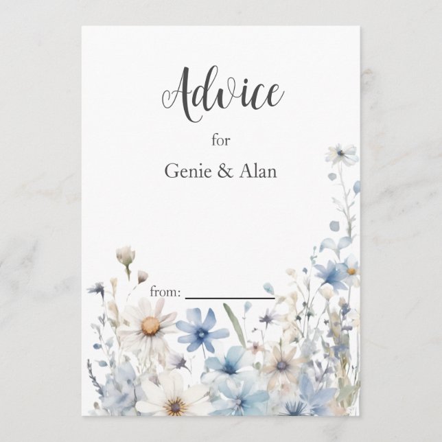 Modern Wildflower Wedding  Advice Card (Front)