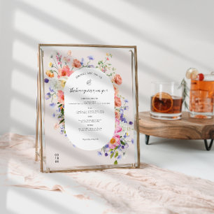 Modern Wildflower   Wedding Bar Menu Poster