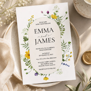 Modern Wildflower Wedding Elegant Meadow Floral Invitation