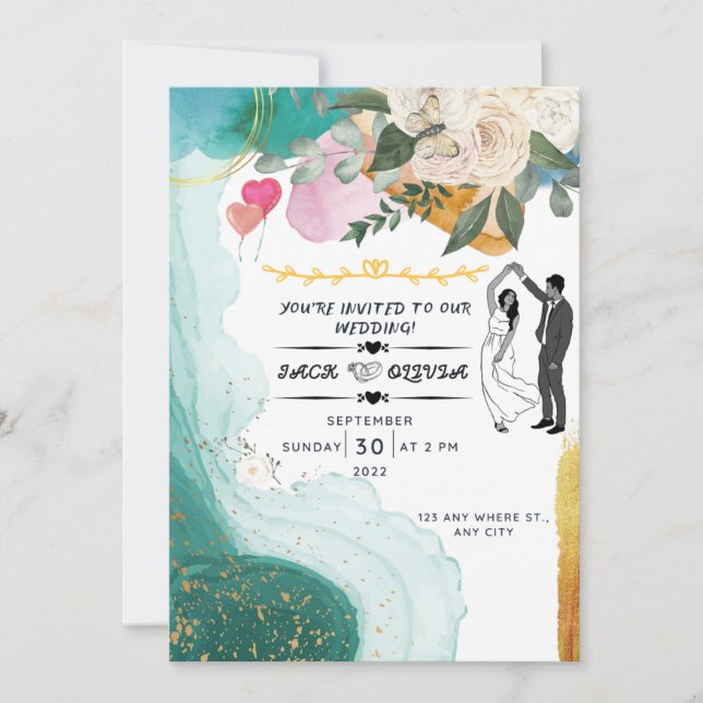 Modern Wildflower Wedding Invitation (Front)