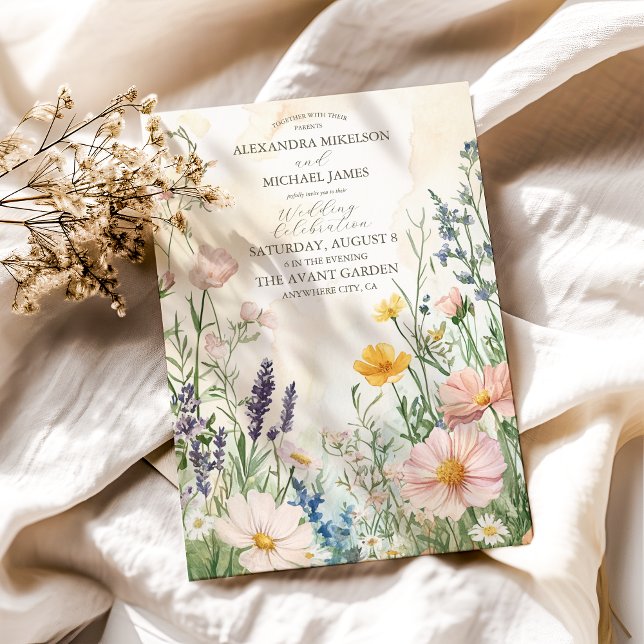 Modern Wildflower  Wedding Invitation (Creator Uploaded)