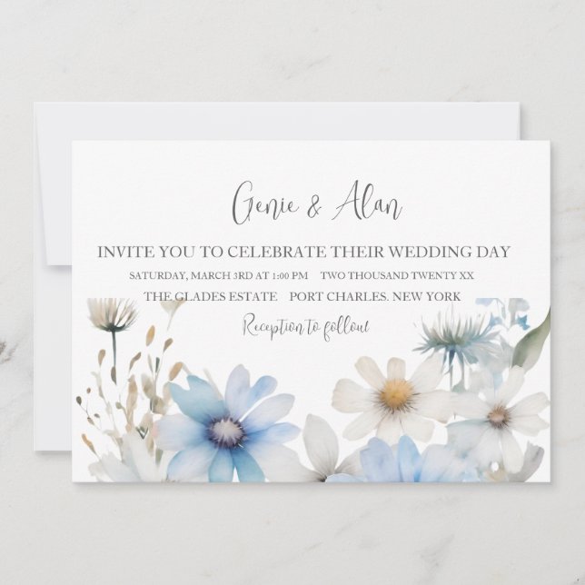 Modern Wildflower Wedding Invitation (Front)