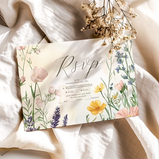 Modern Wildflower  Wedding RSVP Card (Creator Uploaded)