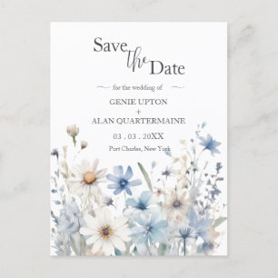 Modern Wildflower Wedding Save the Date Postcard