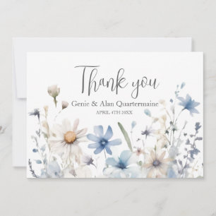 Modern Wildflower Wedding Thank You Card