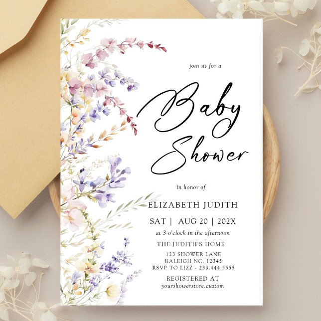 Modern Wildflowers Baby Shower Invitation (Creator Uploaded)