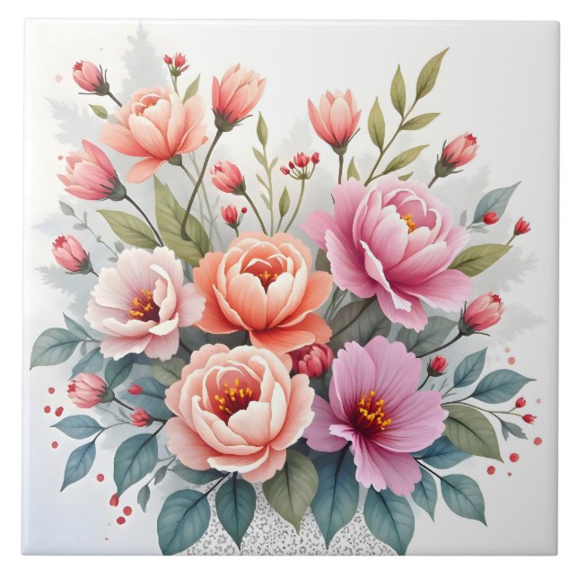 Modern Wildflowers Beautiful Luxury Collection Tile (Front)