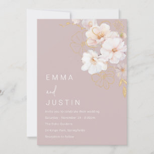 Modern Wildflowers Elegant Blush Wedding Invitation