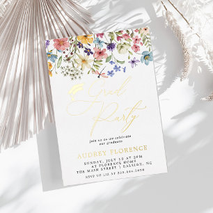 Modern Wildflowers Floral Photo Graduation Party