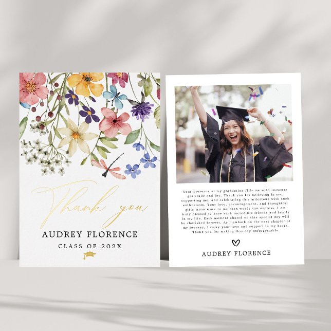 Modern  Wildflowers Floral Photo Graduation Party (Creator Uploaded)