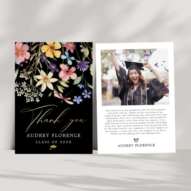 Modern  Wildflowers Floral Photo Graduation Party (Creator Uploaded)