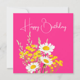 Modern Wildflowers Happy Birthday  Card