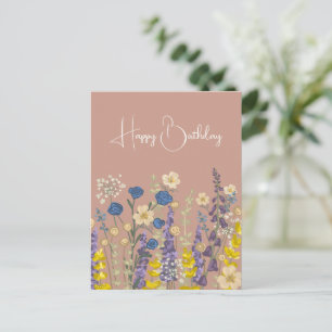 Modern Wildflowers Happy Birthday Postcard