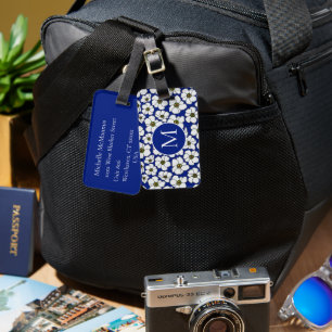 Modern Wildflowers On Blue  Luggage Tag