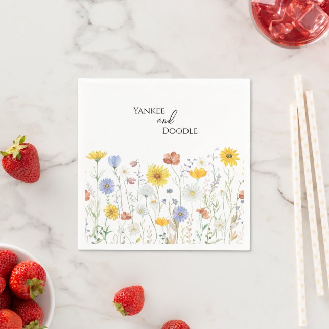 Modern wildflowers spring wedding napkin (Insitu)