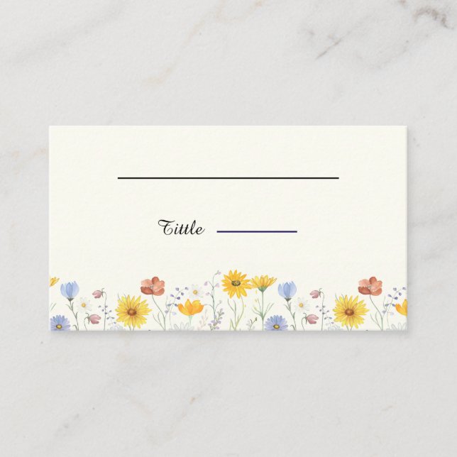 Modern wildflowers spring wedding place card (Front)