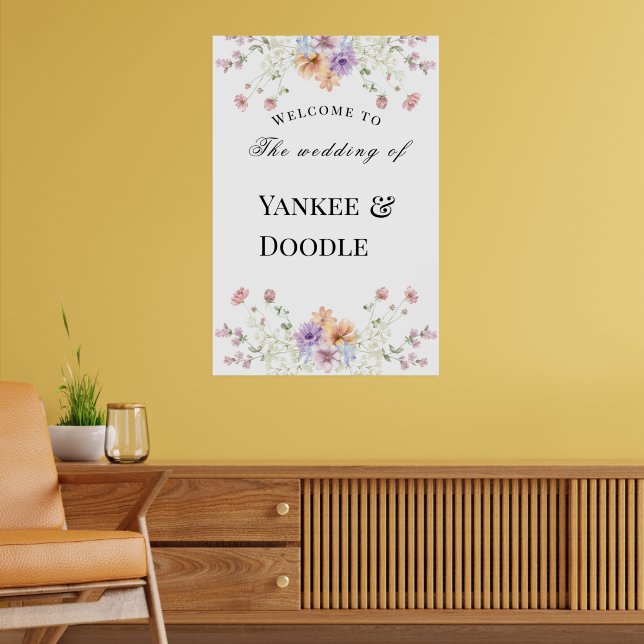 Modern wildflowers spring wedding poster (Living Room 2)