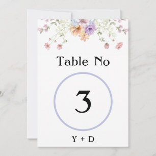 Modern wildflowers spring wedding Table Number