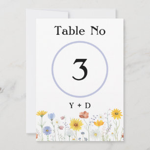 Modern wildflowers spring wedding Table number