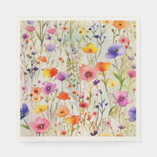 Modern wildflowers watercolor pattern napkin