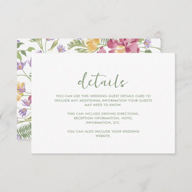 Modern Wildflowers Wedding Guest Detail (Front/Back)