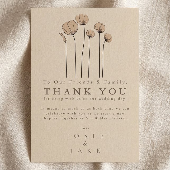 Modern wildflowers Wedding thank you Table Card (Modern wildflowers Wedding thank you Table Card.)