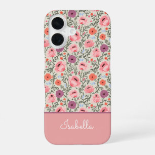 Modern Wildflowers with Name iPhone 16 Case