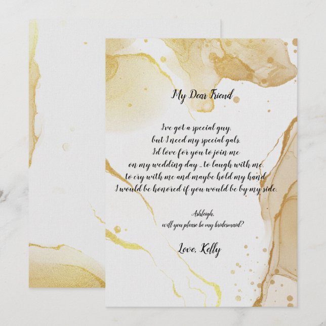 Modern      will be my bridesmaid Invitation (Front/Back)