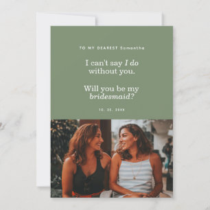 Modern Will You Be My Bridesmaid Photo Card