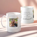 Modern Will You Be My Bridesmaid? Photo Collage Coffee Mug<br><div class="desc">This modern "Will You Be My Bridesmaid?" coffee mug features a stunning photo collage with a black-and-white calligraphy design. Perfect for a heartfelt bridesmaid proposal, this personalised mug showcases Polaroid-style photos and adds a unique touch to your bridal party invitation. It combines modern elegance with a thoughtful, lasting keepsake for...</div>