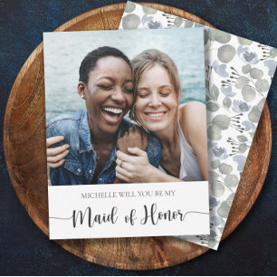 Modern Will You Be My Maid of Honour Eucalyptus