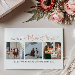 Modern Will You Be My Maid of Honour? Proposal<br><div class="desc">Ask your sister, bestie or neice to be your maid of honour at your wedding with this chic stylish modern photo collage design. Featuring 3 square photos of you and then person your asking, with script font that can be changed to any colour. All text is easily customised using the...</div>