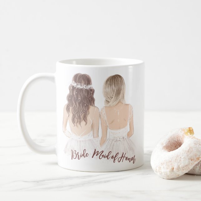 Modern Will You Be My Maid Of Honour White Coffee Mug (With Donut)