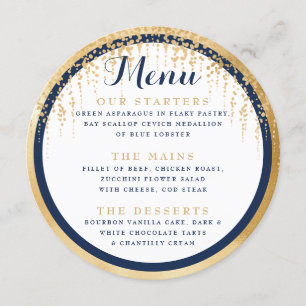 Modern Willow Tree Navy Gold Wedding Single Sided Menu