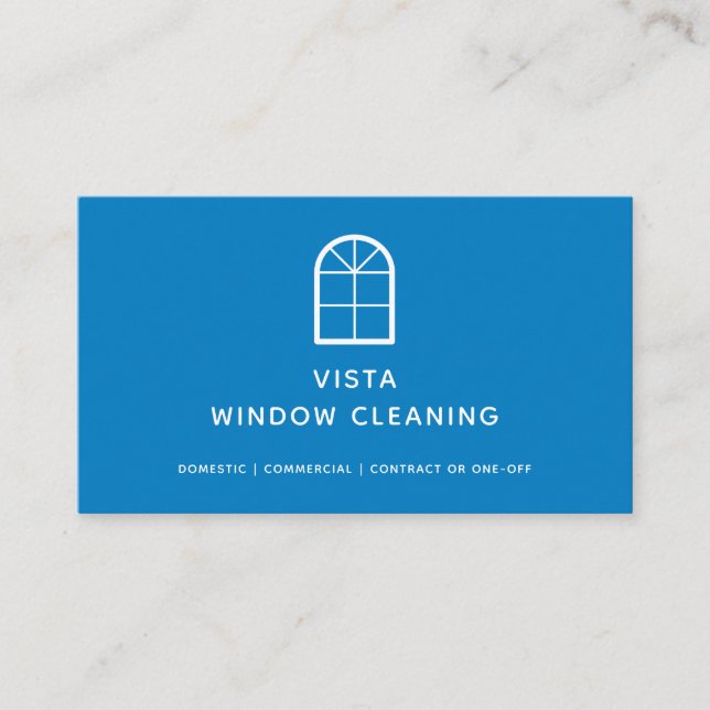 Modern Window Cleaning Blue Minimalist Business Card (Front)