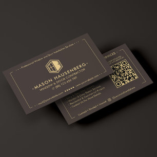 Modern Window Door Contractor Espresso Business Card