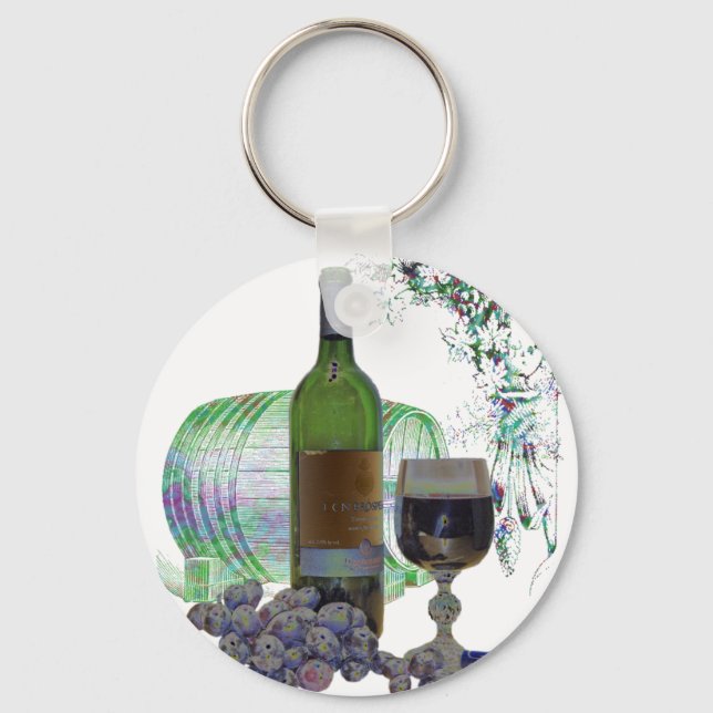 Modern Wine and Grapes Art Key Ring (Front)