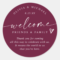 Modern Wine Burgundy Wedding Welcome Hotel Bag