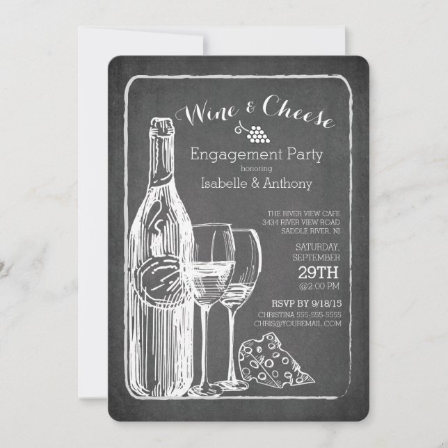 Modern Wine & Cheese Engagement Party Invitation (Front)